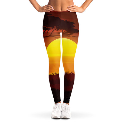 African Savanna Sunset Print Women's Leggings