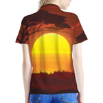 African Savanna Sunset Print Women's Polo Shirt