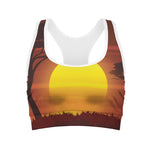 African Savanna Sunset Print Women's Sports Bra