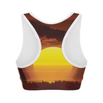 African Savanna Sunset Print Women's Sports Bra
