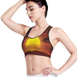 African Savanna Sunset Print Women's Sports Bra