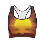 African Savanna Sunset Print Women's Sports Bra