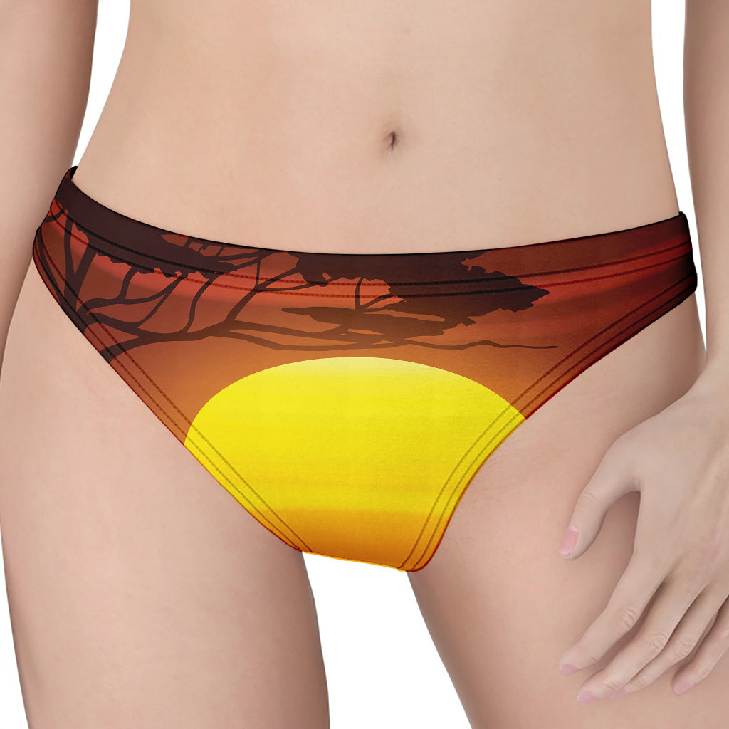 African Savanna Sunset Print Women's Thong