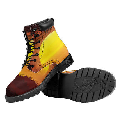 African Savanna Sunset Print Work Boots