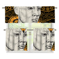 African Style Print 3 Piece Kitchen Curtains