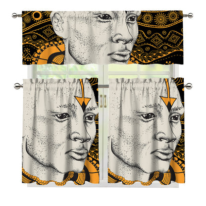 African Style Print 3 Piece Kitchen Curtains