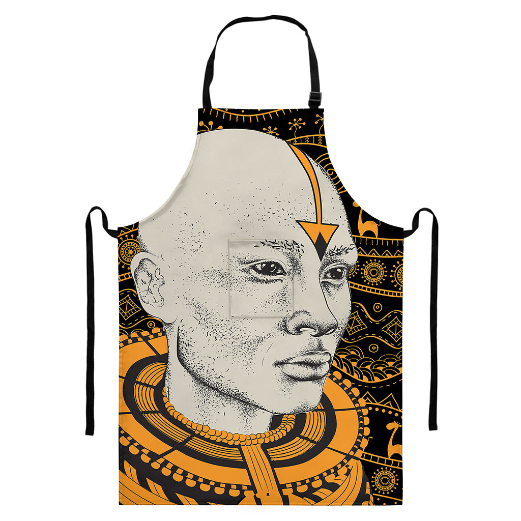 African Style Print Bib Apron With Pocket