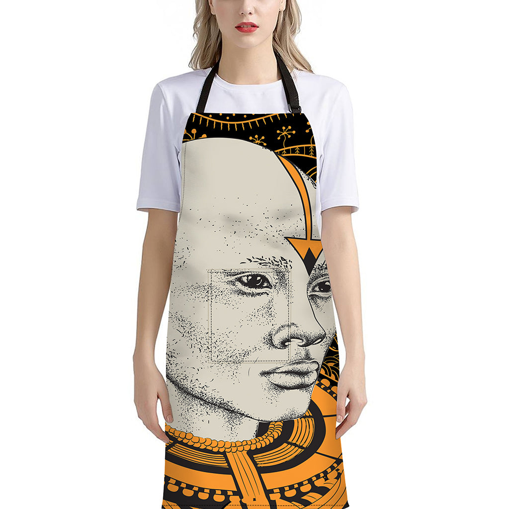 African Style Print Bib Apron With Pocket