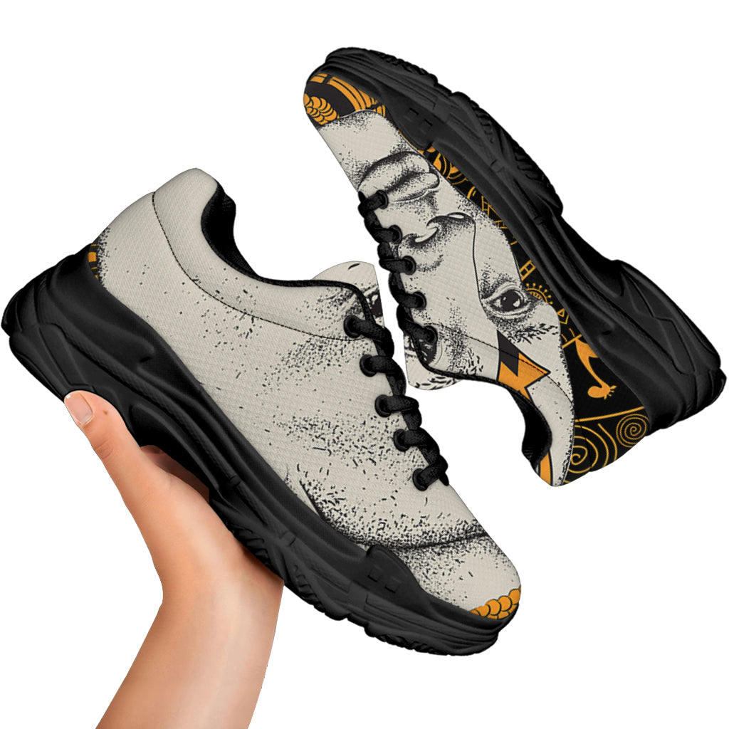 African Style Print Black Chunky Shoes