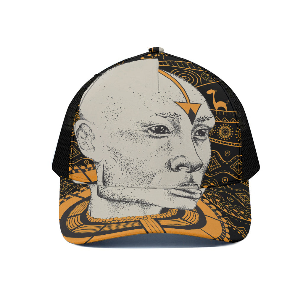 African Style Print Black Mesh Trucker Cap