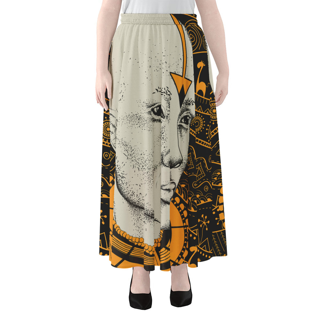 African Style Print Chiffon Maxi Skirt