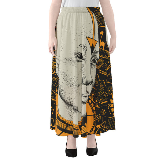 African Style Print Chiffon Maxi Skirt