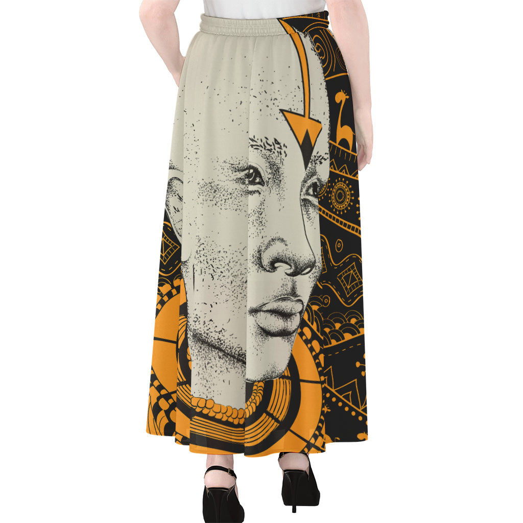 African Style Print Chiffon Maxi Skirt