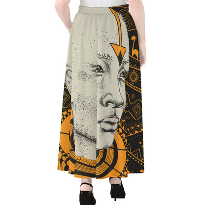 African Style Print Chiffon Maxi Skirt
