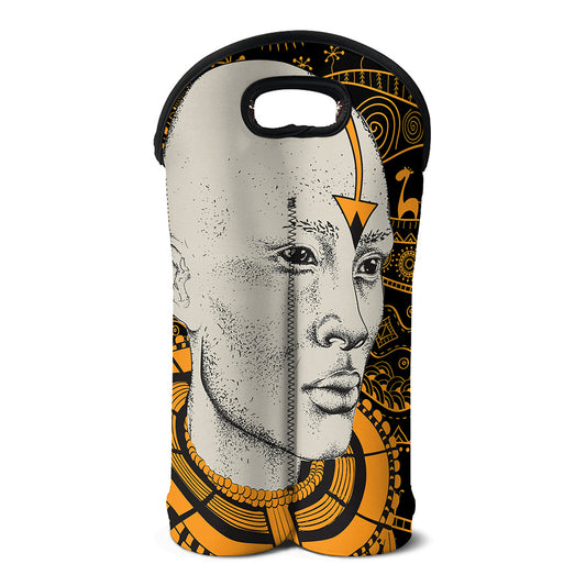 African Style Print Double Neoprene Wine Tote