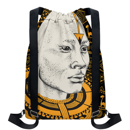 African Style Print Drawstring Backpack