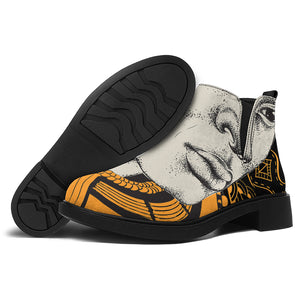 African Style Print Flat Ankle Boots