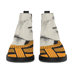 African Style Print Flat Ankle Boots