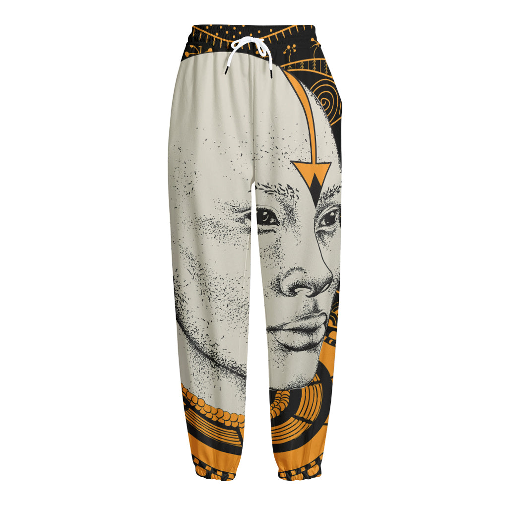 African Style Print Fleece Lined Knit Pants