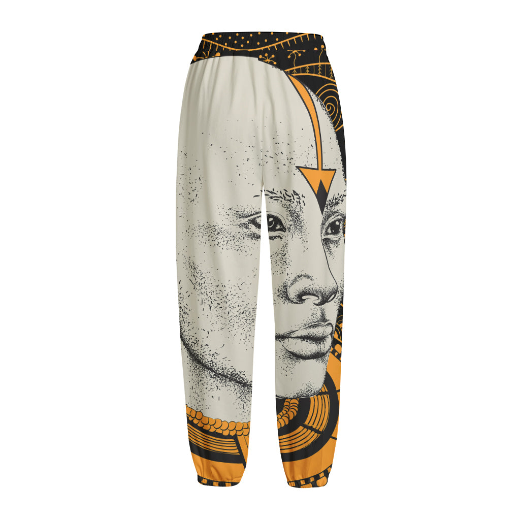 African Style Print Fleece Lined Knit Pants