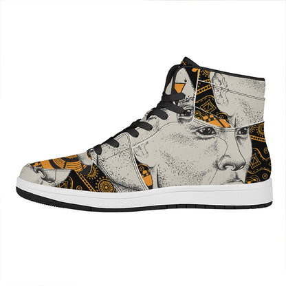 African Style Print High Top Leather Sneakers