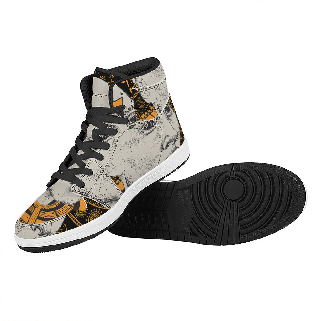 African Style Print High Top Leather Sneakers
