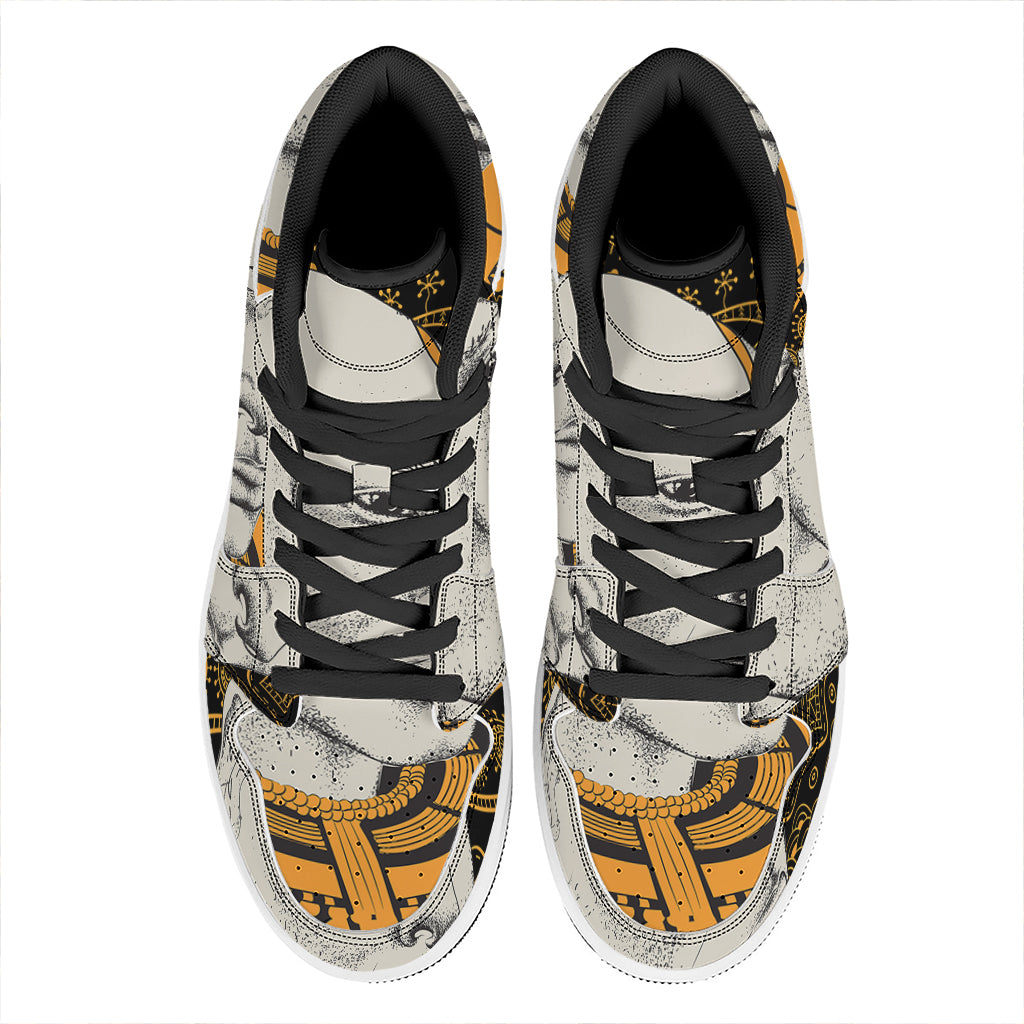 African Style Print High Top Leather Sneakers