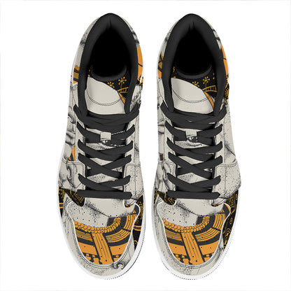 African Style Print High Top Leather Sneakers