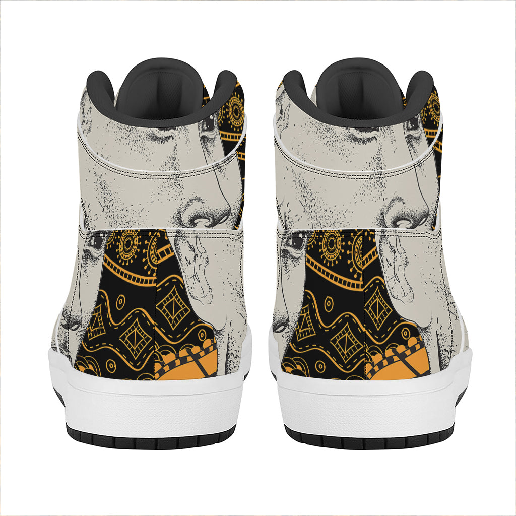 African Style Print High Top Leather Sneakers