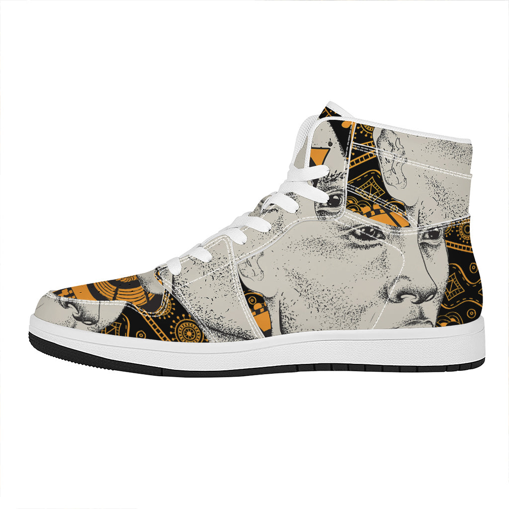 African Style Print High Top Leather Sneakers