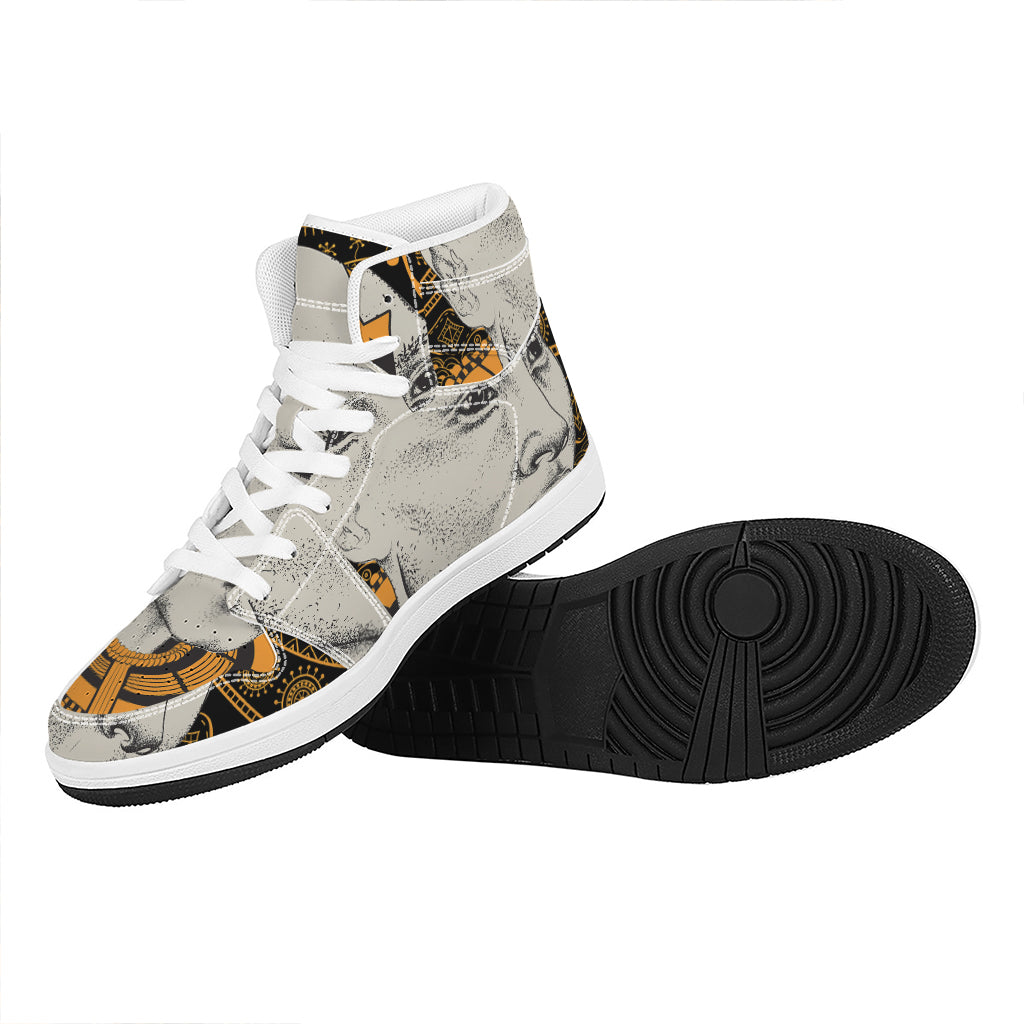 African Style Print High Top Leather Sneakers