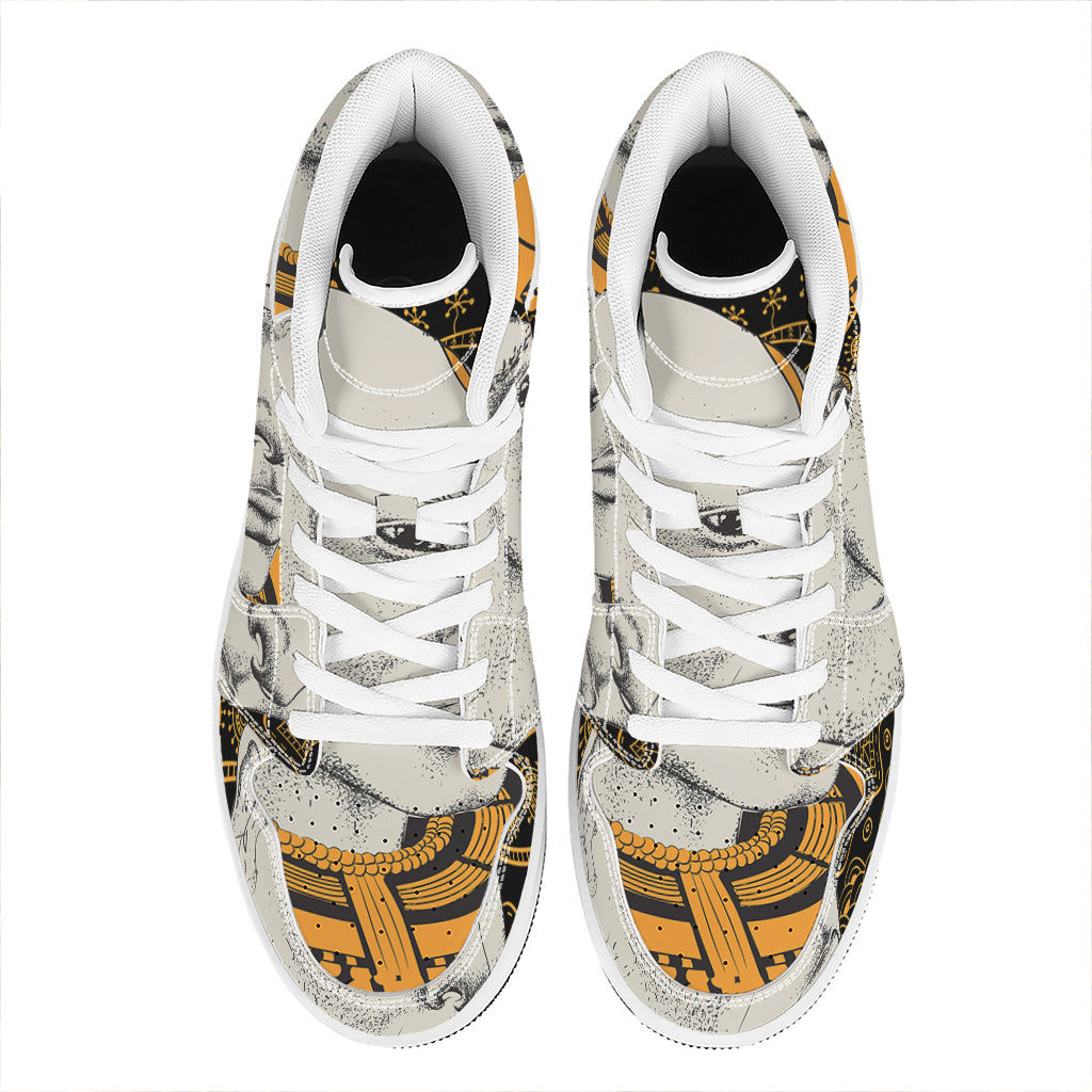 African Style Print High Top Leather Sneakers