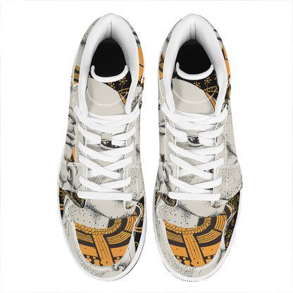 African Style Print High Top Leather Sneakers
