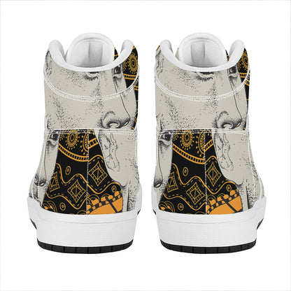 African Style Print High Top Leather Sneakers
