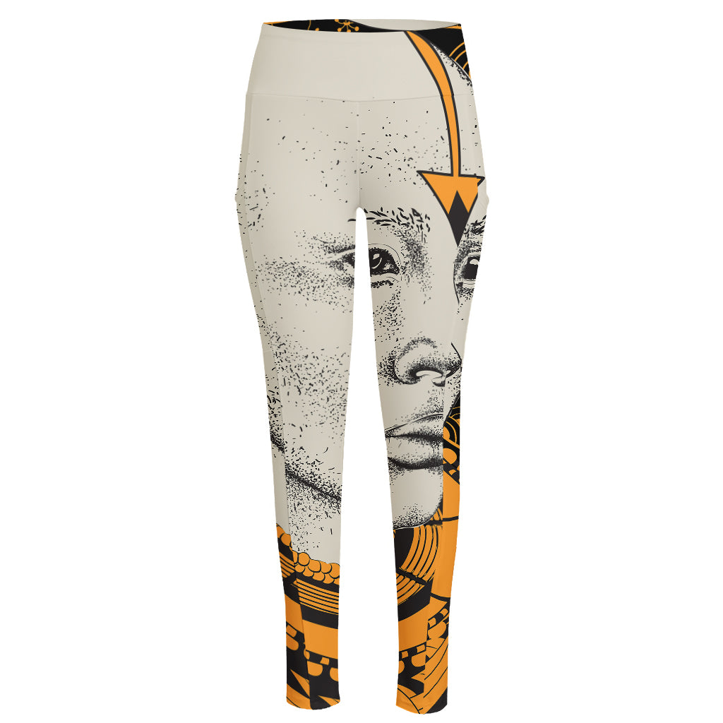 African Style Print High-Waisted Pocket Leggings