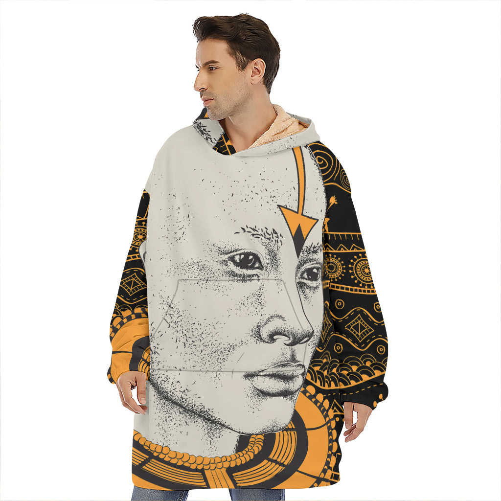 African Style Print Hoodie Blanket