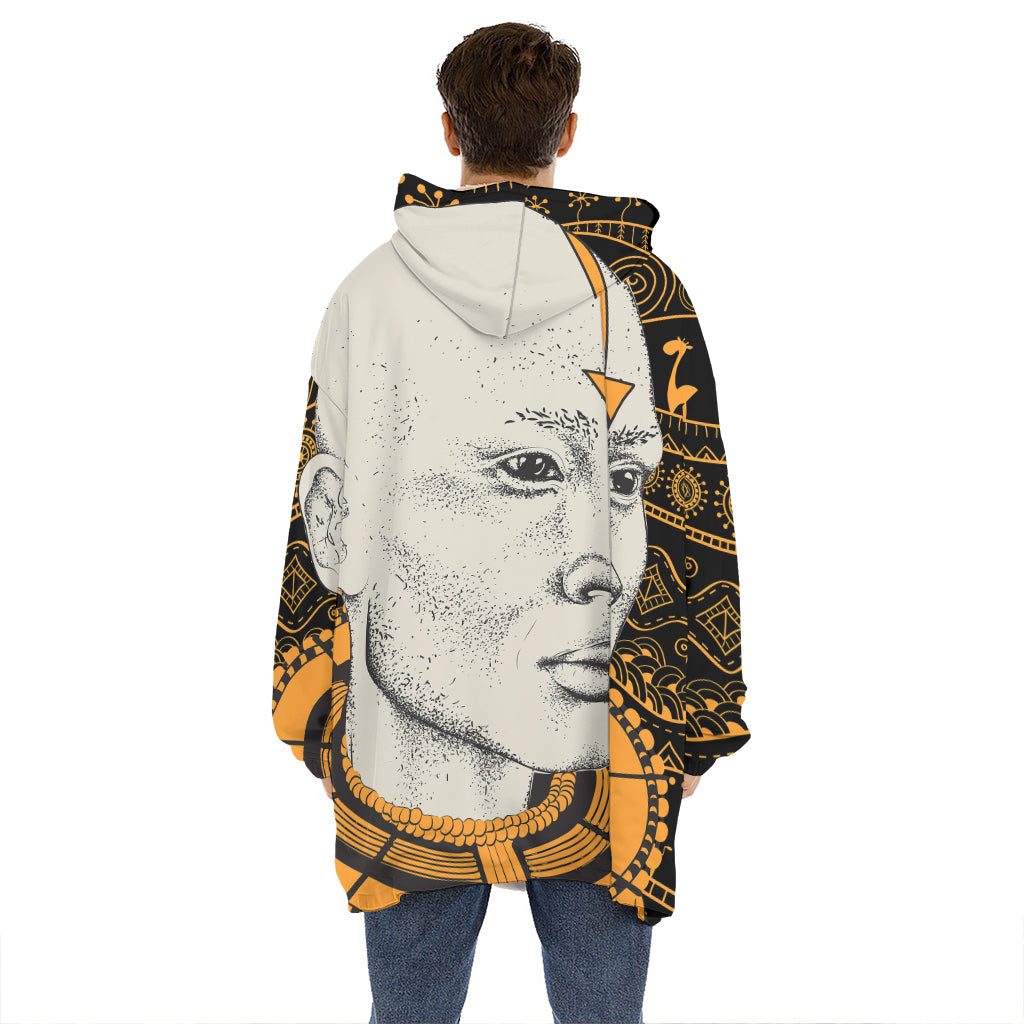 African Style Print Hoodie Blanket