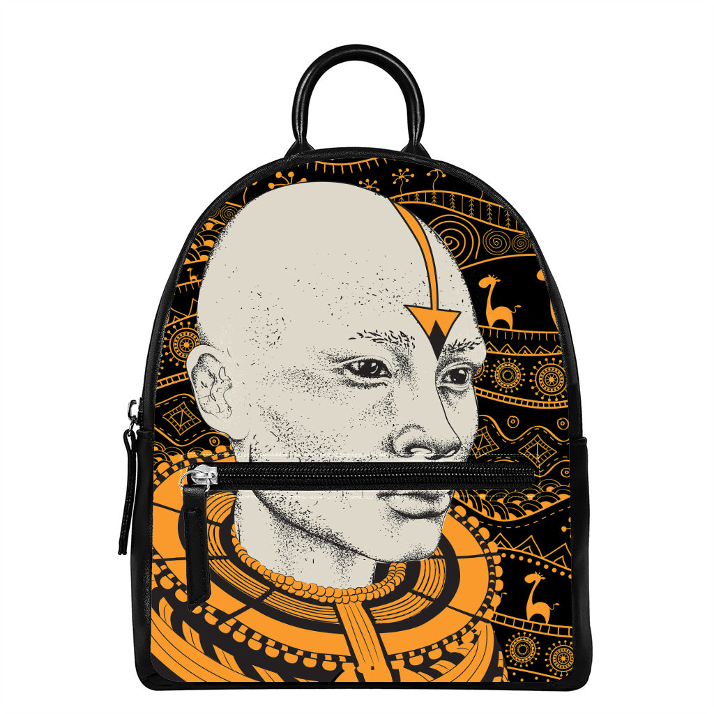 African Style Print Leather Backpack