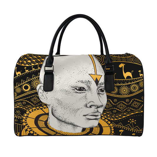 African Style Print Leather Duffle Bag