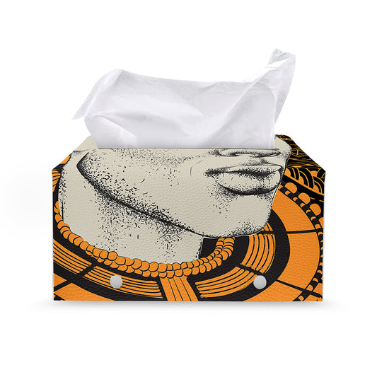 African Style Print Leather Tissue Box Cover