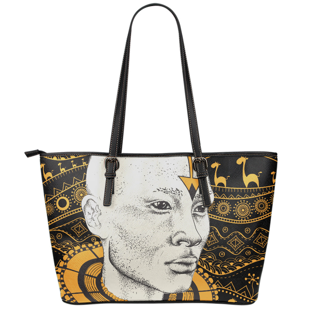 African Style Print Leather Tote Bag