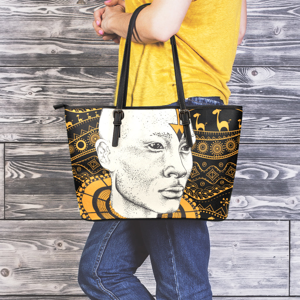 African Style Print Leather Tote Bag