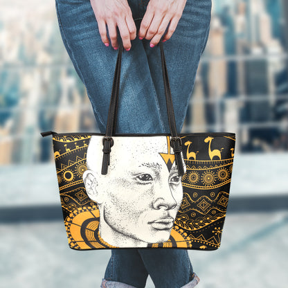 African Style Print Leather Tote Bag