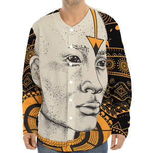 African Style Print Long Sleeve Baseball Jersey