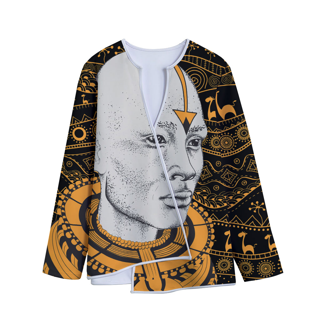 African Style Print Long Sleeve Short Coat