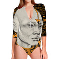 African Style Print Long Sleeve Swimsuit