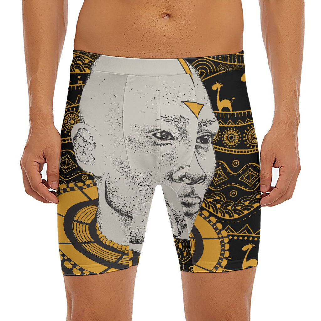 African Style Print Men's Long Boxer Briefs