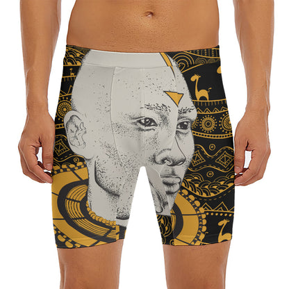 African Style Print Men's Long Boxer Briefs