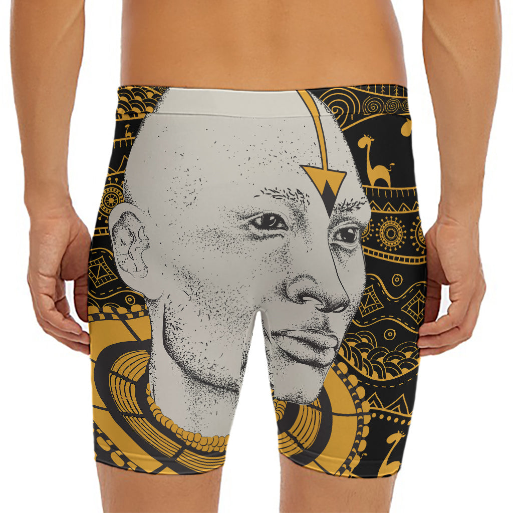 African Style Print Men's Long Boxer Briefs