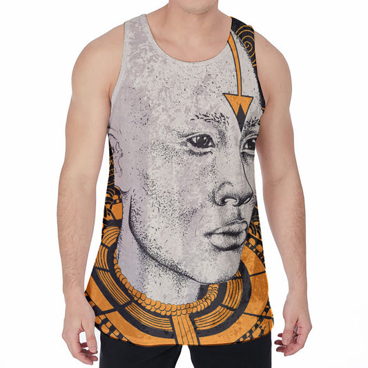 African Style Print Men's Velvet Tank Top